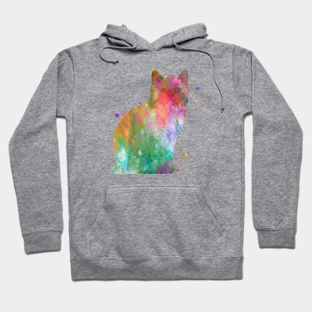 selkirk rex cat in watercolor Hoodie by PaulrommerArt